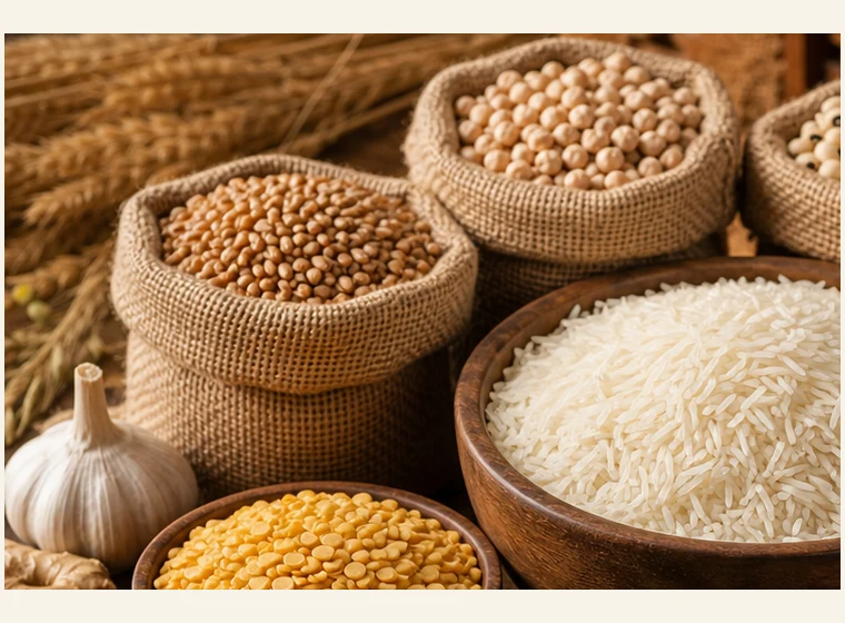 Grains and wheat in premium commodity display
