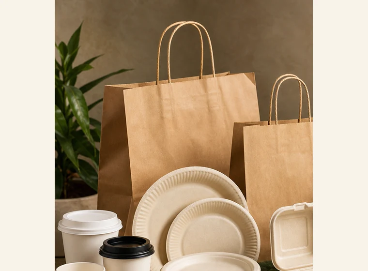 Compostable paper carry bags with eco packaging