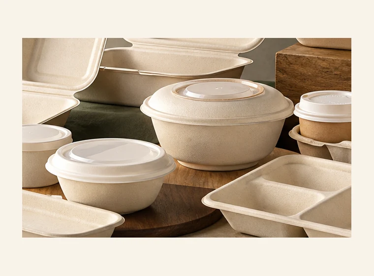 Bagasse bowls with lids